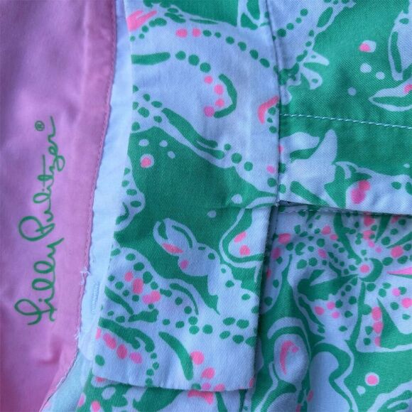 Lilly Pulitzer Barclay Bermuda Shorts Teal Pink Sand Dollar Print Women's Size 0 - Picture 4 of 5